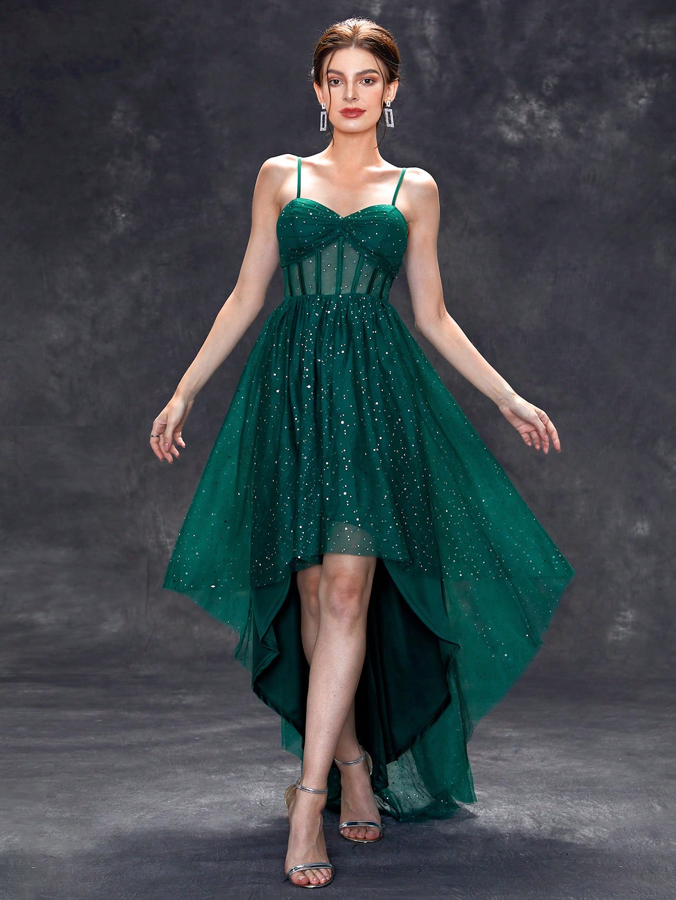 Leely Women's Elegant Sweetheart Cloak Sleeve Lace A-Line Dress
