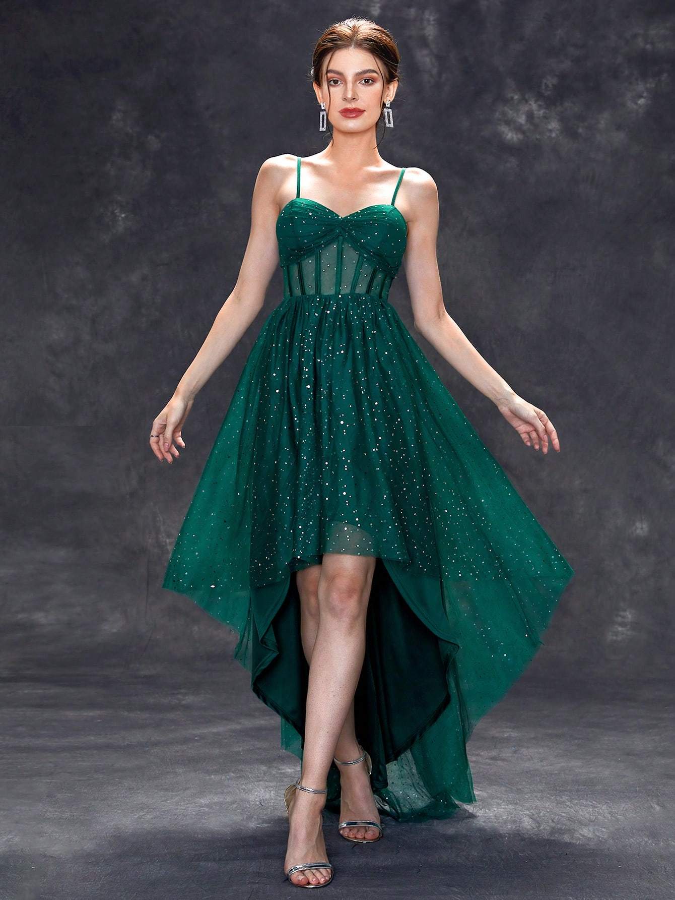 Leely Women's Elegant Sweetheart Cloak Sleeve Lace A-Line Dress