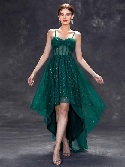 Leely Women's Elegant Sweetheart Cloak Sleeve Lace A-Line Dress