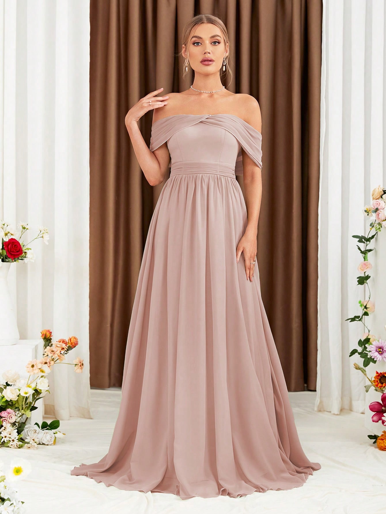 Leely Women's Elegant Sweetheart Cloak Sleeve Lace A-Line Dress