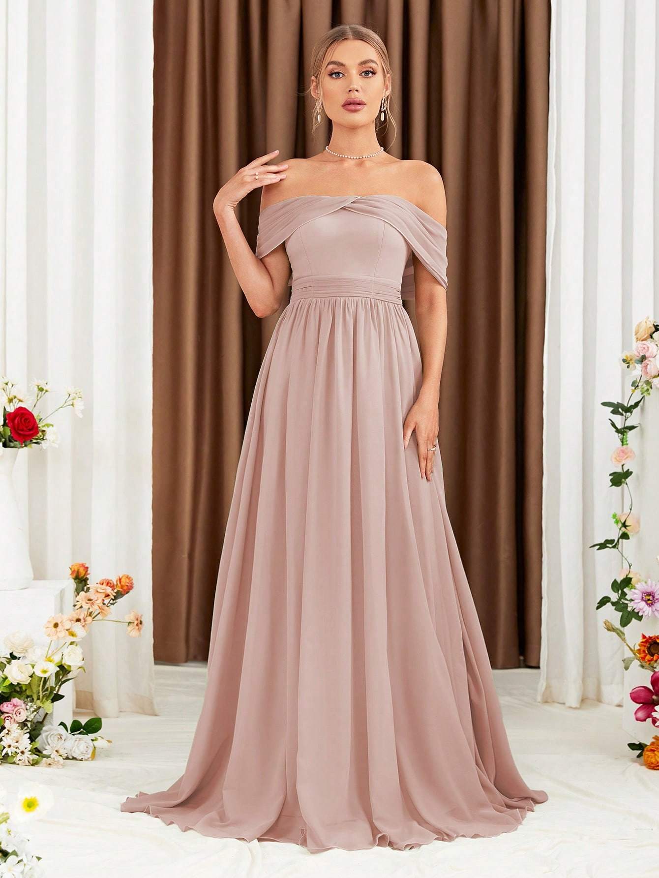 Leely Women's Elegant Sweetheart Cloak Sleeve Lace A-Line Dress