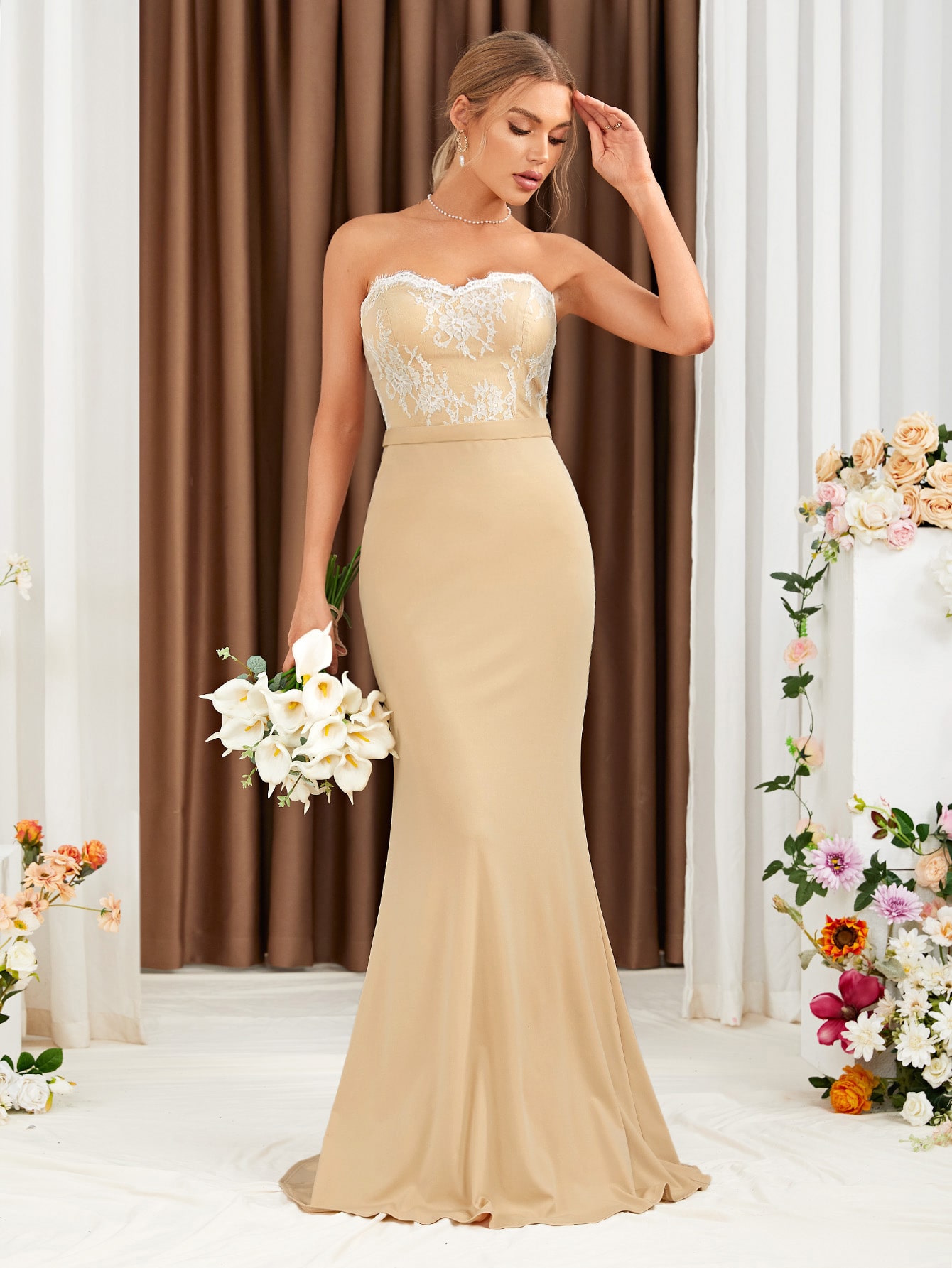 Leely Elegant Strapless Sleeveless Mermaid Party Dress