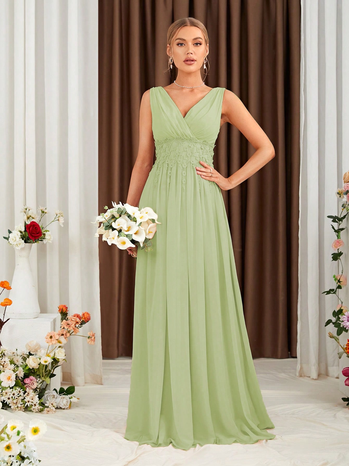 Leely Women's Elegant Sweetheart Cloak Sleeve Lace A-Line Dress