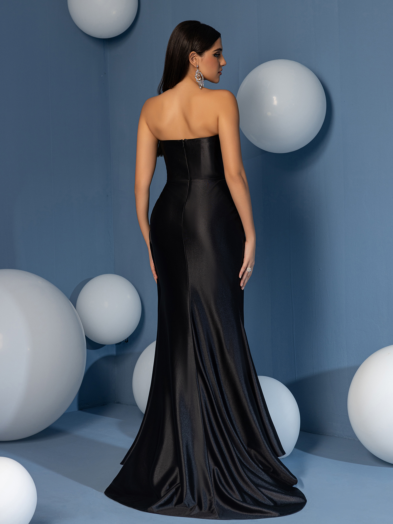 Modecrush Taffeta Overlay Sequin Split Thigh Sheath Evening Woman Dress For Dinner And Party