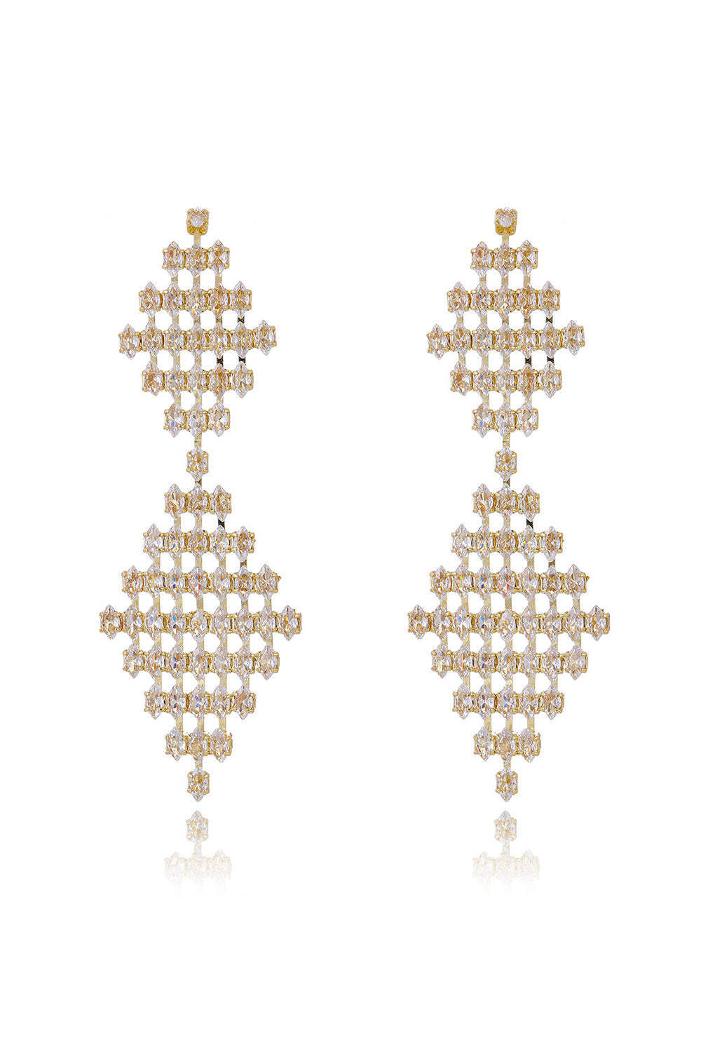 Bridal Wedding Golden Shooting Star Pave Inlaid Pendant Earrings
