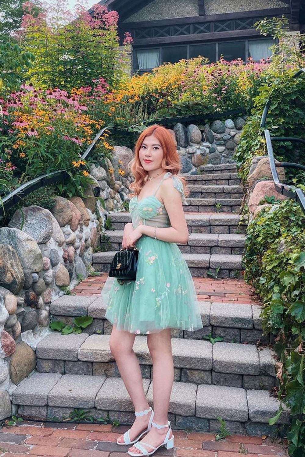 Trendy Green A Line Spaghetti Straps Short Homecoming Dress with Embroidery