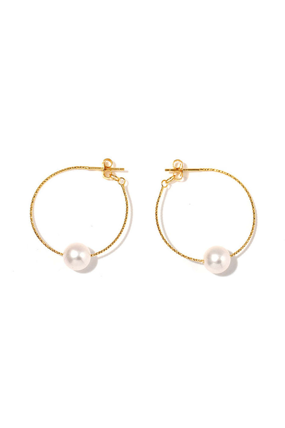 Simple Silver And Pearl Hoops