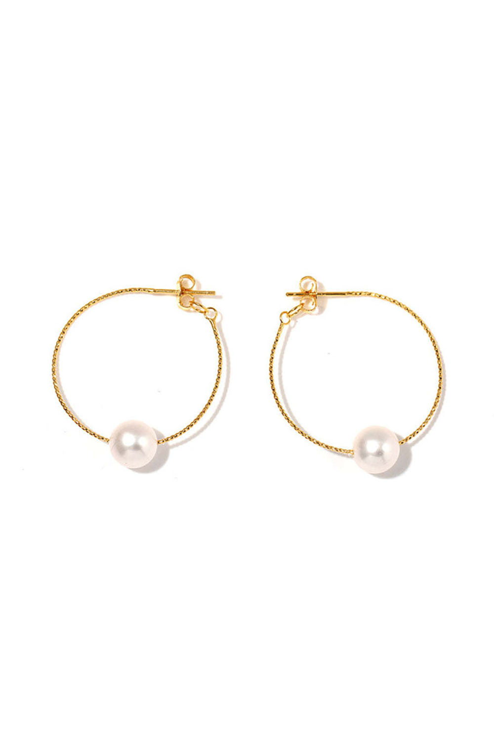 Simple Silver And Pearl Hoops