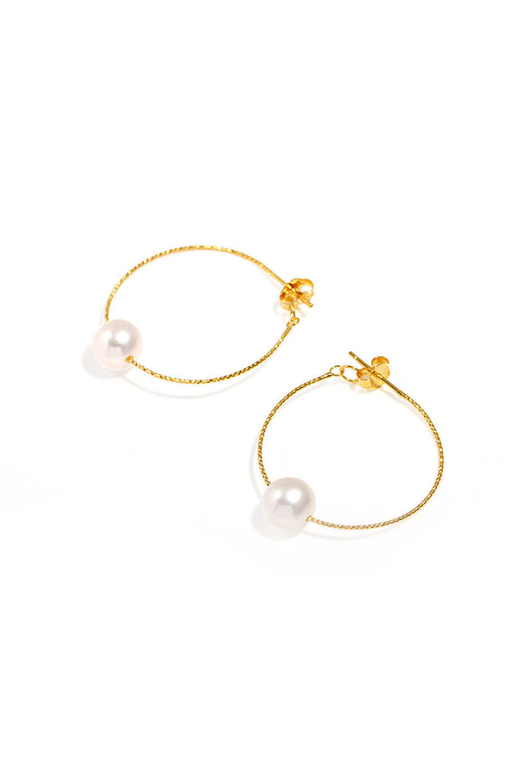 Simple Silver And Pearl Hoops