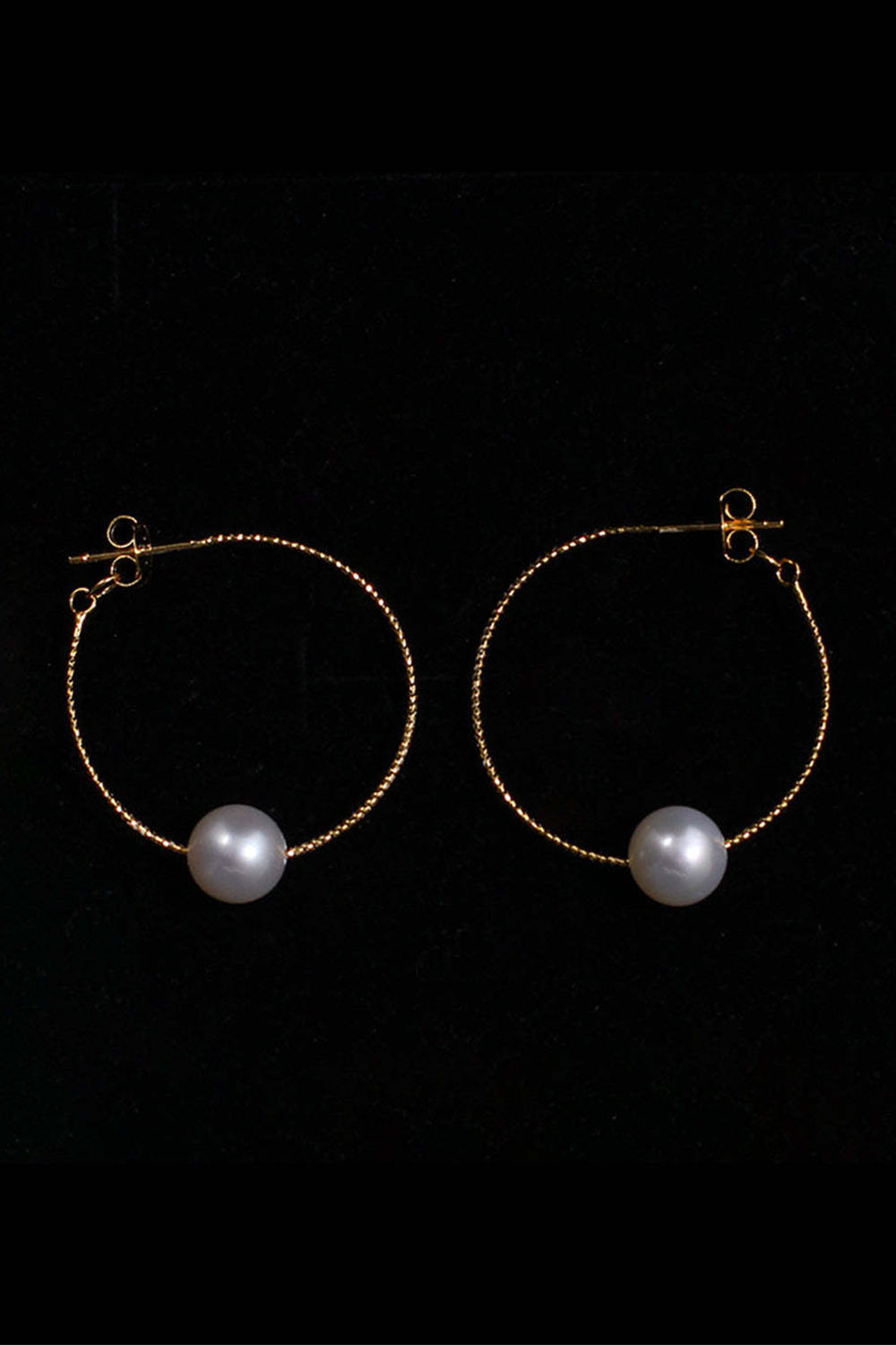 Simple Silver And Pearl Hoops