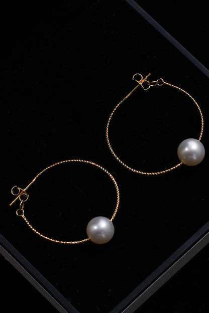 Simple Silver And Pearl Hoops