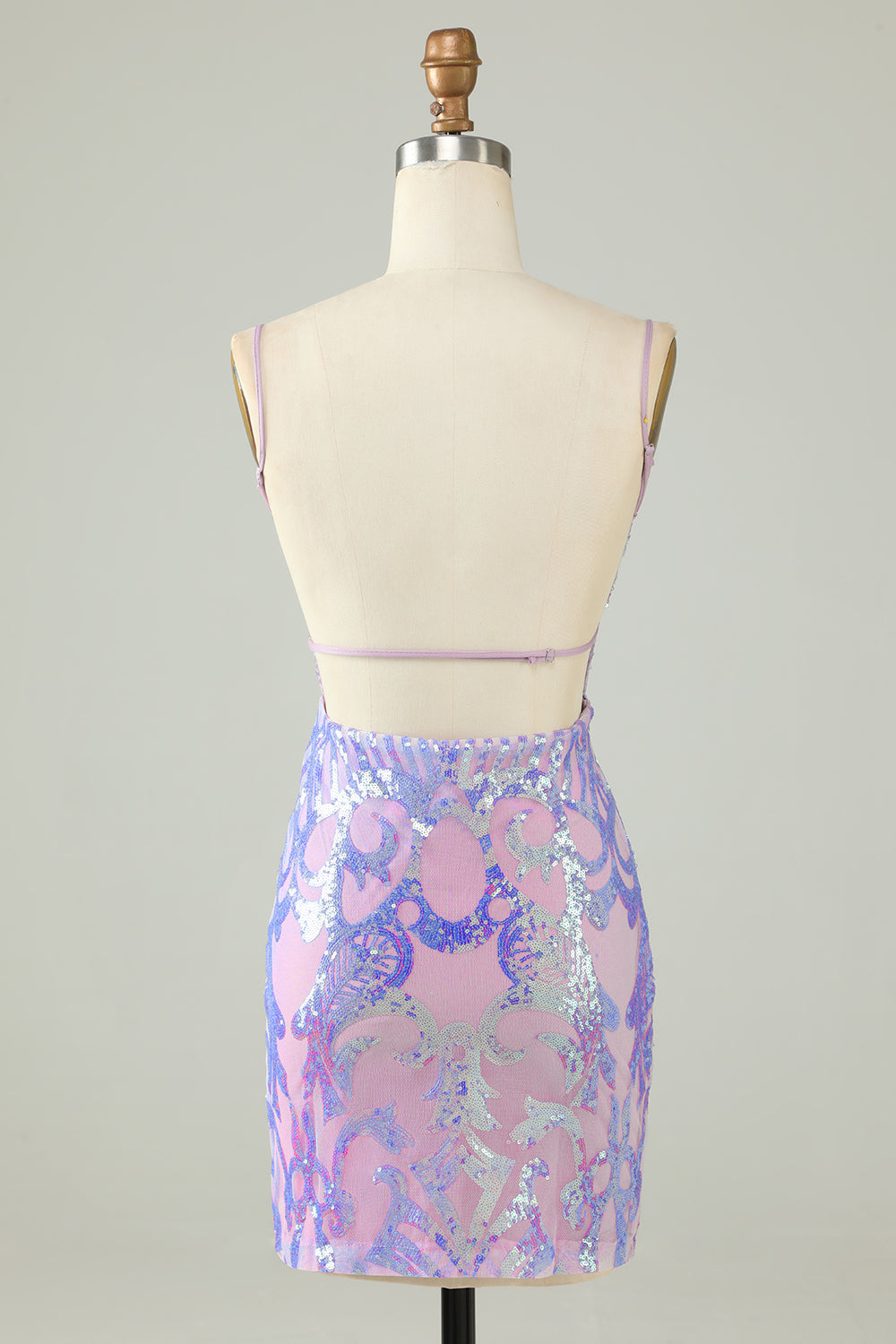 Sparkly Purple Bodycon Sequin Backless Tight Short Homecoming Dress