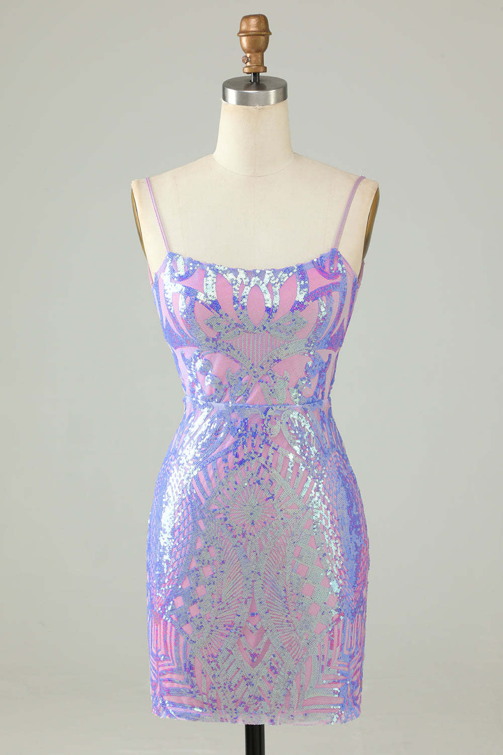 Sparkly Purple Bodycon Sequin Backless Tight Short Homecoming Dress