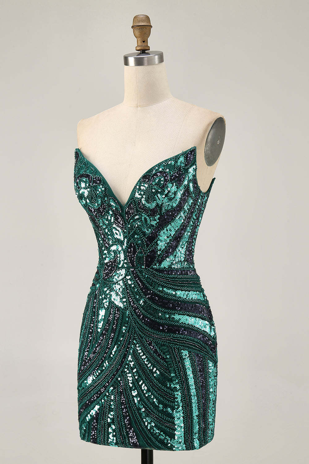 Sparkly Royal Blue Bodycon Strapless Sequins Tight Homecoming Dress