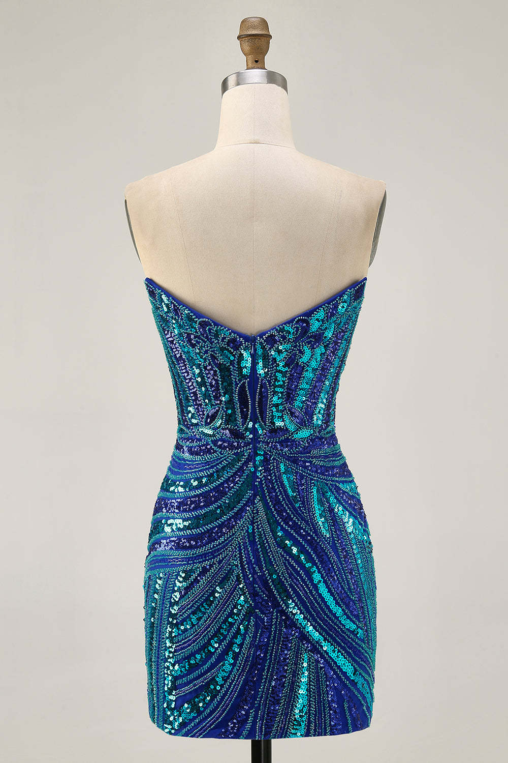 Sparkly Royal Blue Bodycon Strapless Sequins Tight Homecoming Dress