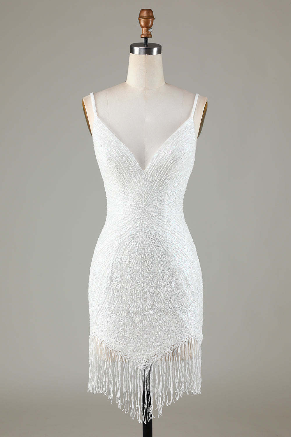 Sparkly White Bodycon Short Homecoming Dress with Beading