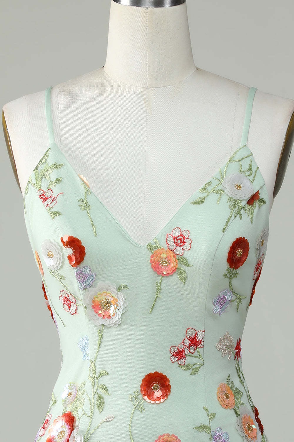 Modecrush Spaghetti Straps Olive Sequins Backless Dress