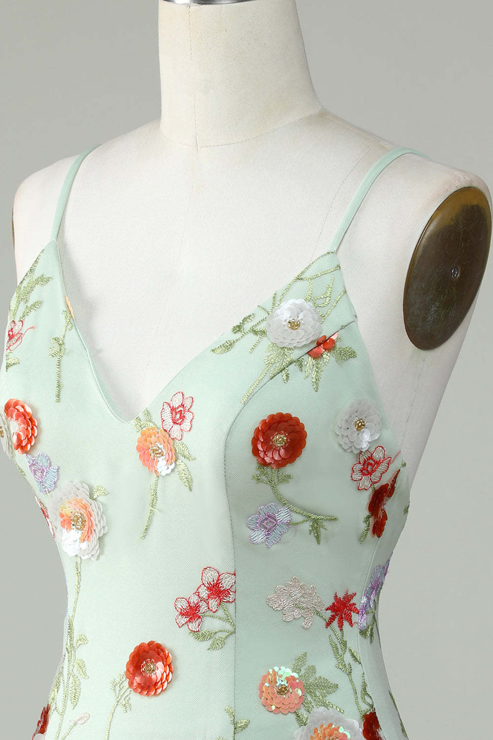 Modecrush Spaghetti Straps Olive Sequins Backless Dress