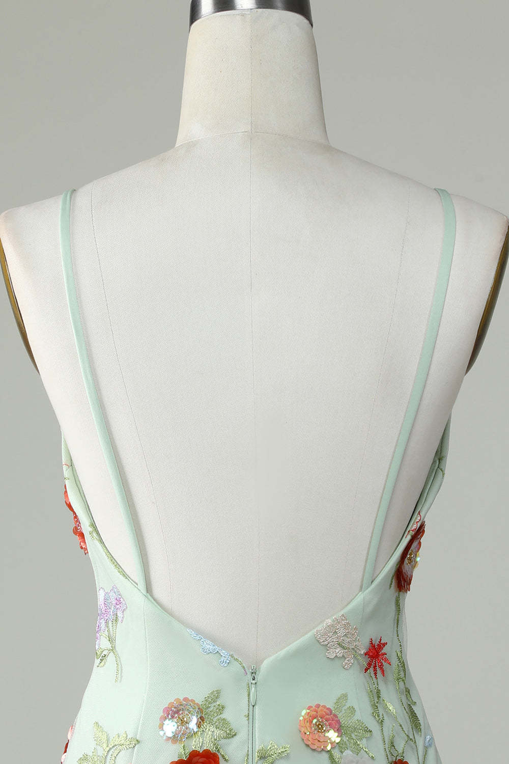 Modecrush Spaghetti Straps Olive Sequins Backless Dress