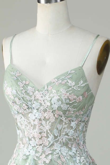 Modecrush Dusty Sage Green Spaghetti Straps Dress With Criss Cross Back