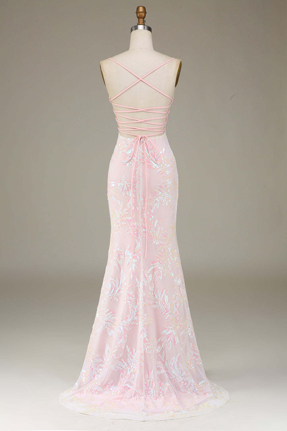 Modecrush Mermaid Sparkly Pink Prom Dress with Slit