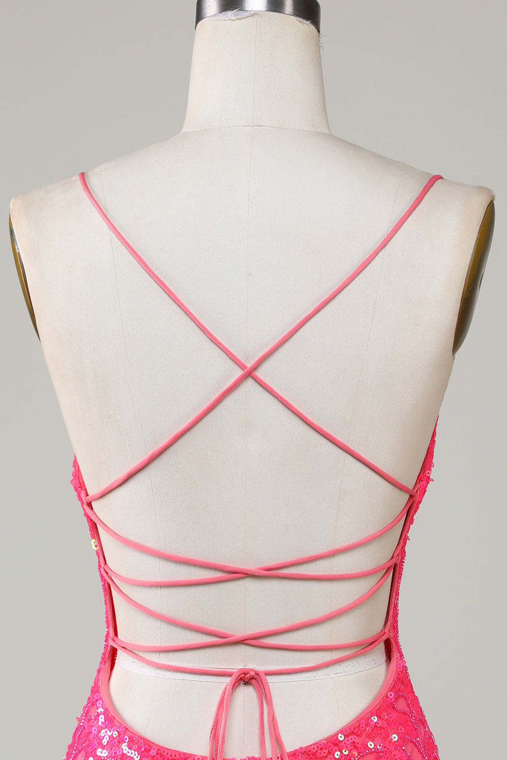 Modecrush Unique Sparkly Fuchsia Beaded Tight Homecoming Dress