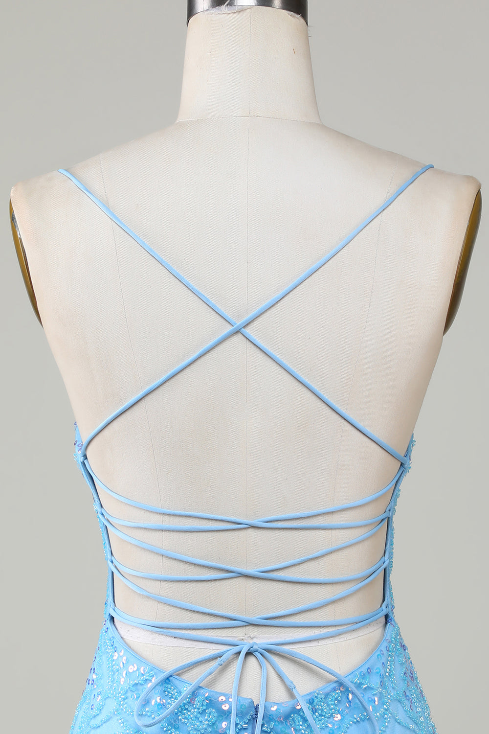 Modecrush Beaded Tight Short Homecoming Dress with Lace Up Back