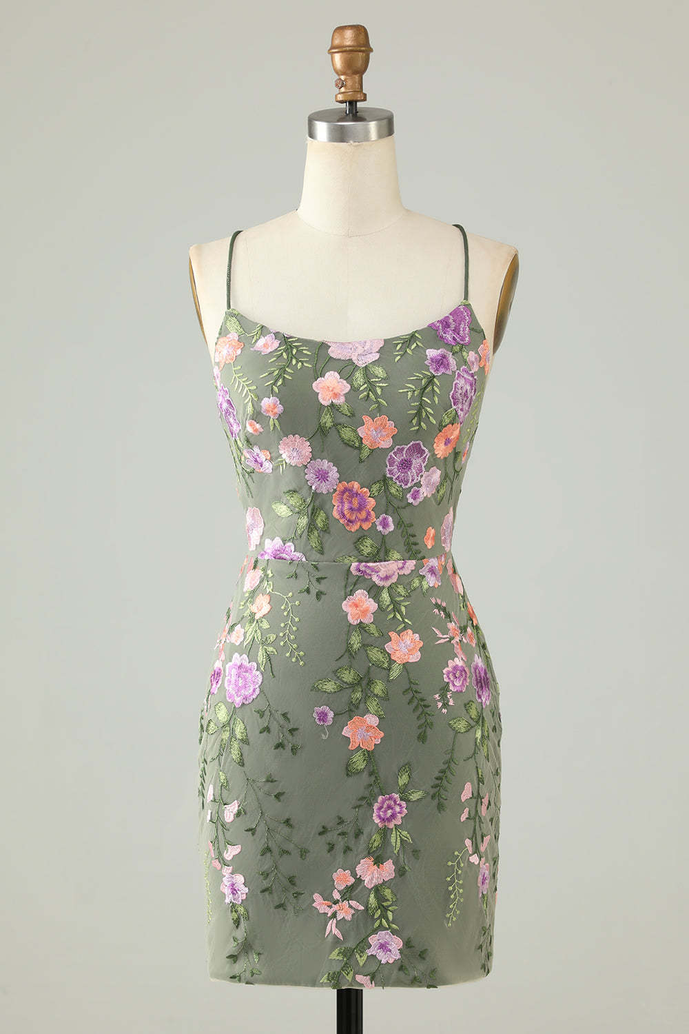 Modecrush Black Spaghetti Straps Homecoming Dress With Appliques