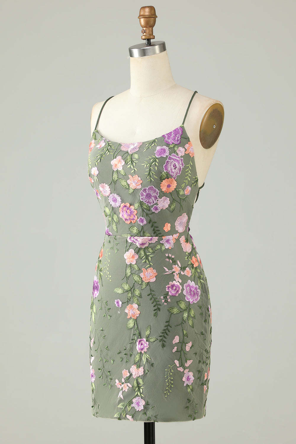 Modecrush Black Spaghetti Straps Homecoming Dress With Appliques