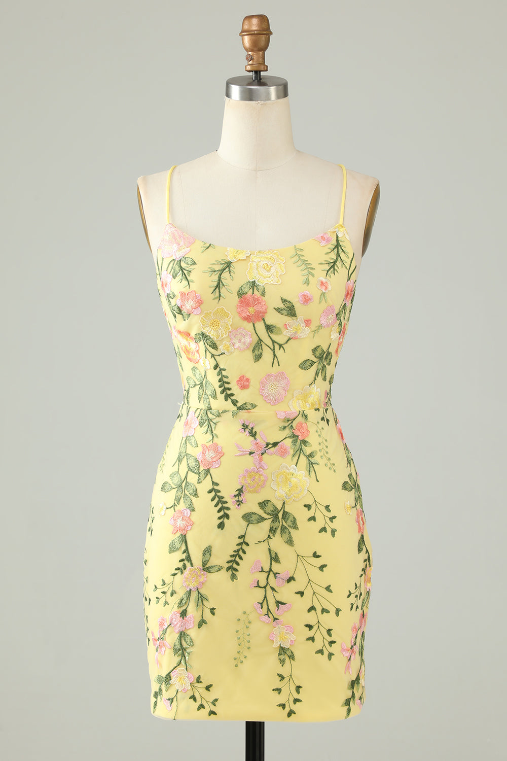 Modecrush Black Spaghetti Straps Homecoming Dress With Appliques