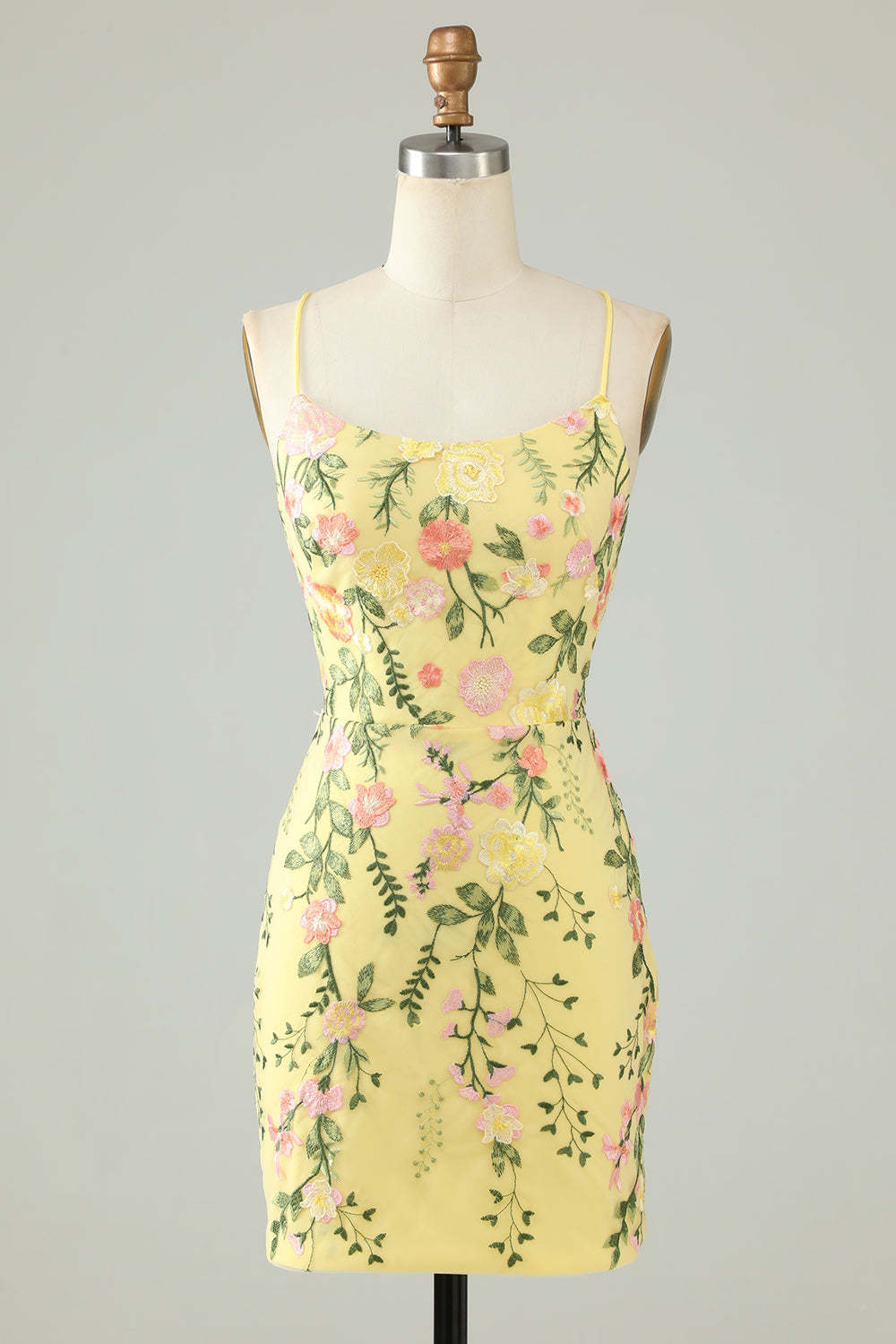 Modecrush Black Spaghetti Straps Homecoming Dress With Appliques