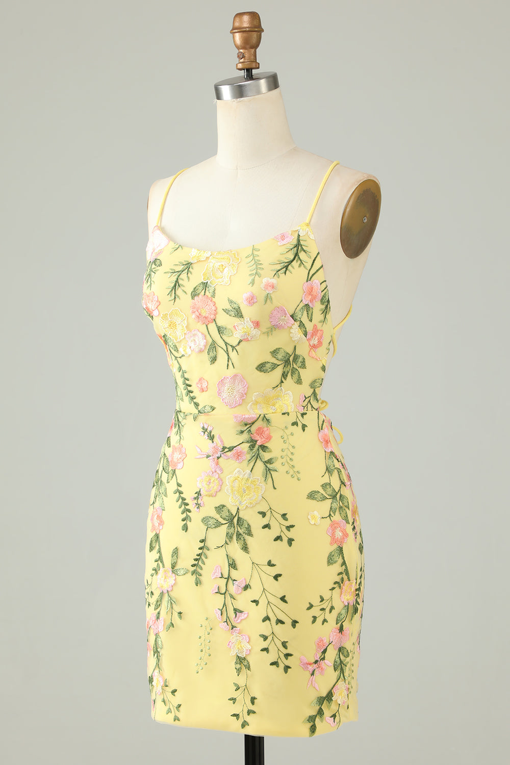 Modecrush Black Spaghetti Straps Homecoming Dress With Appliques