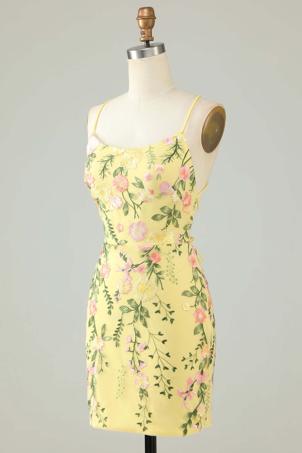 Modecrush Black Spaghetti Straps Homecoming Dress With Appliques