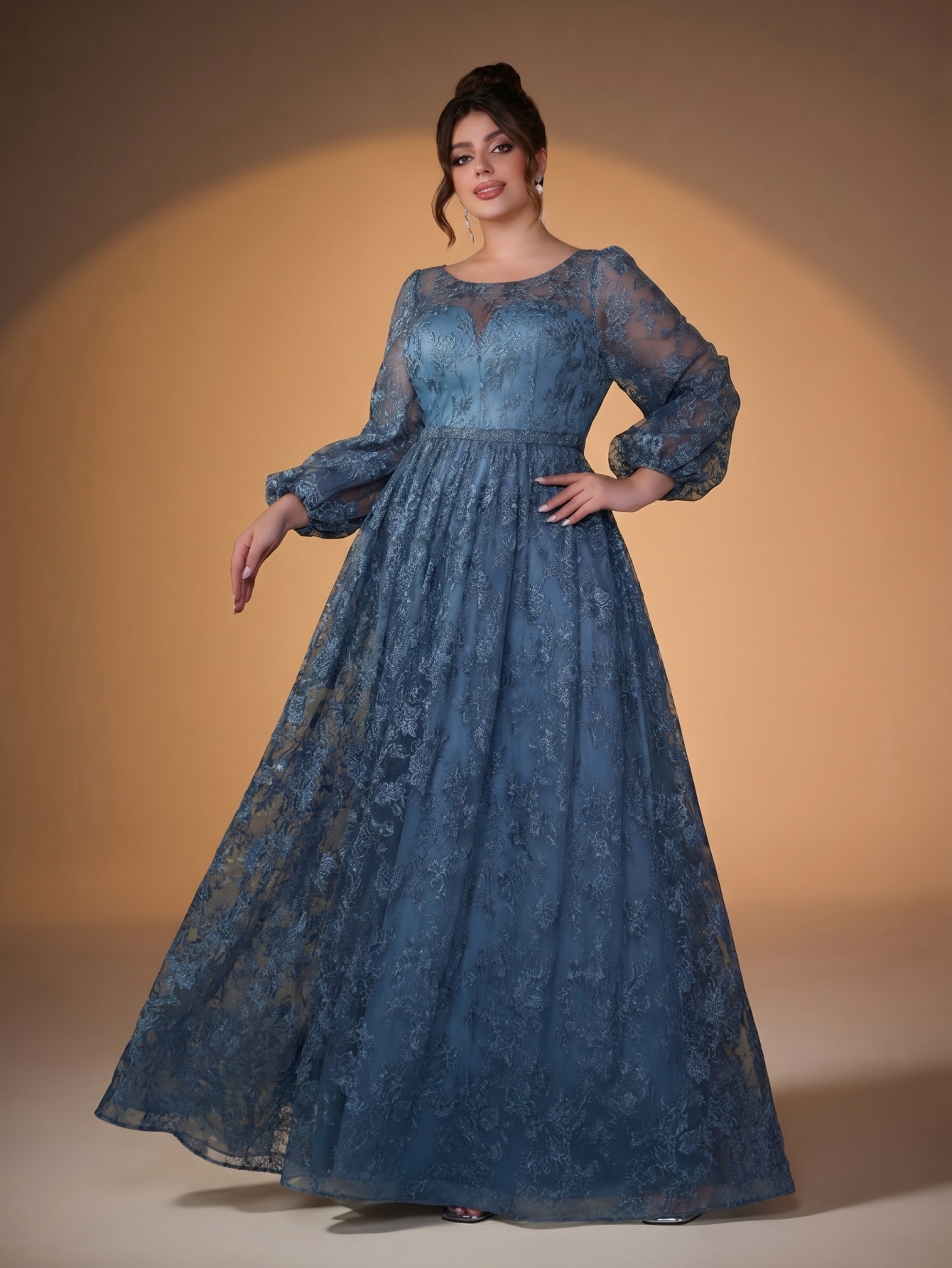 Leely Women's Elegant Sweetheart Cloak Sleeve Lace A-Line Dress
