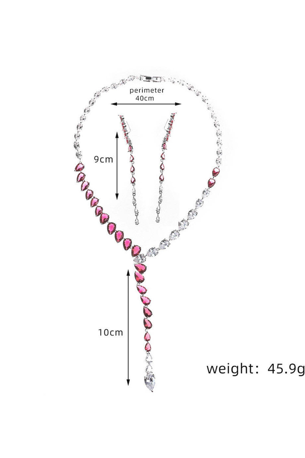 Gorgeous Two Color Tear Zircon Necklace&Earrings Jewelry Set