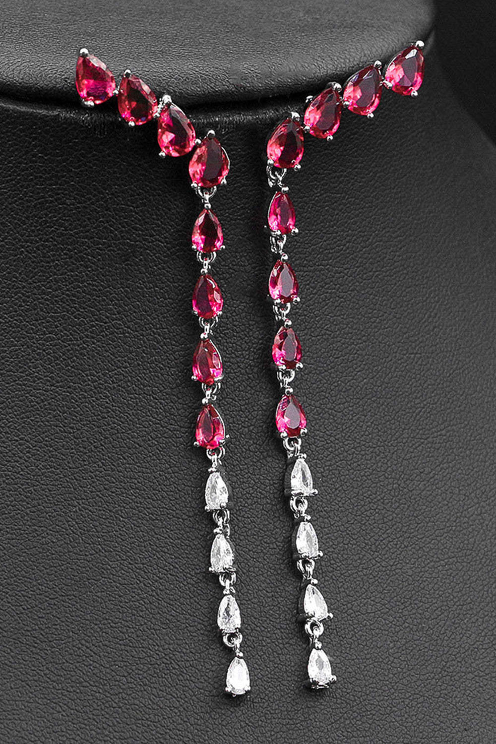 Gorgeous Two Color Tear Zircon Necklace&Earrings Jewelry Set