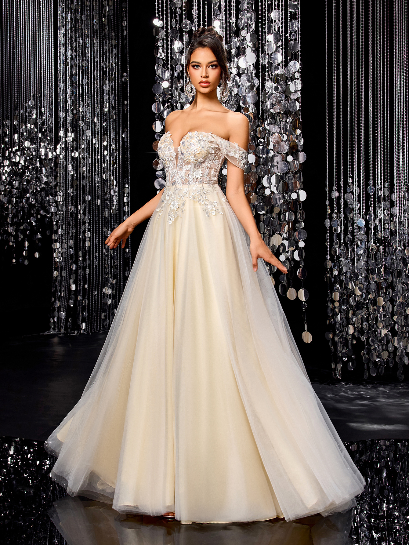 Modecrush White Women Long Dress Champagne A-Line Wedding Dress with Intricate Applique – Elegant Bridal Gown , Wedding Guest