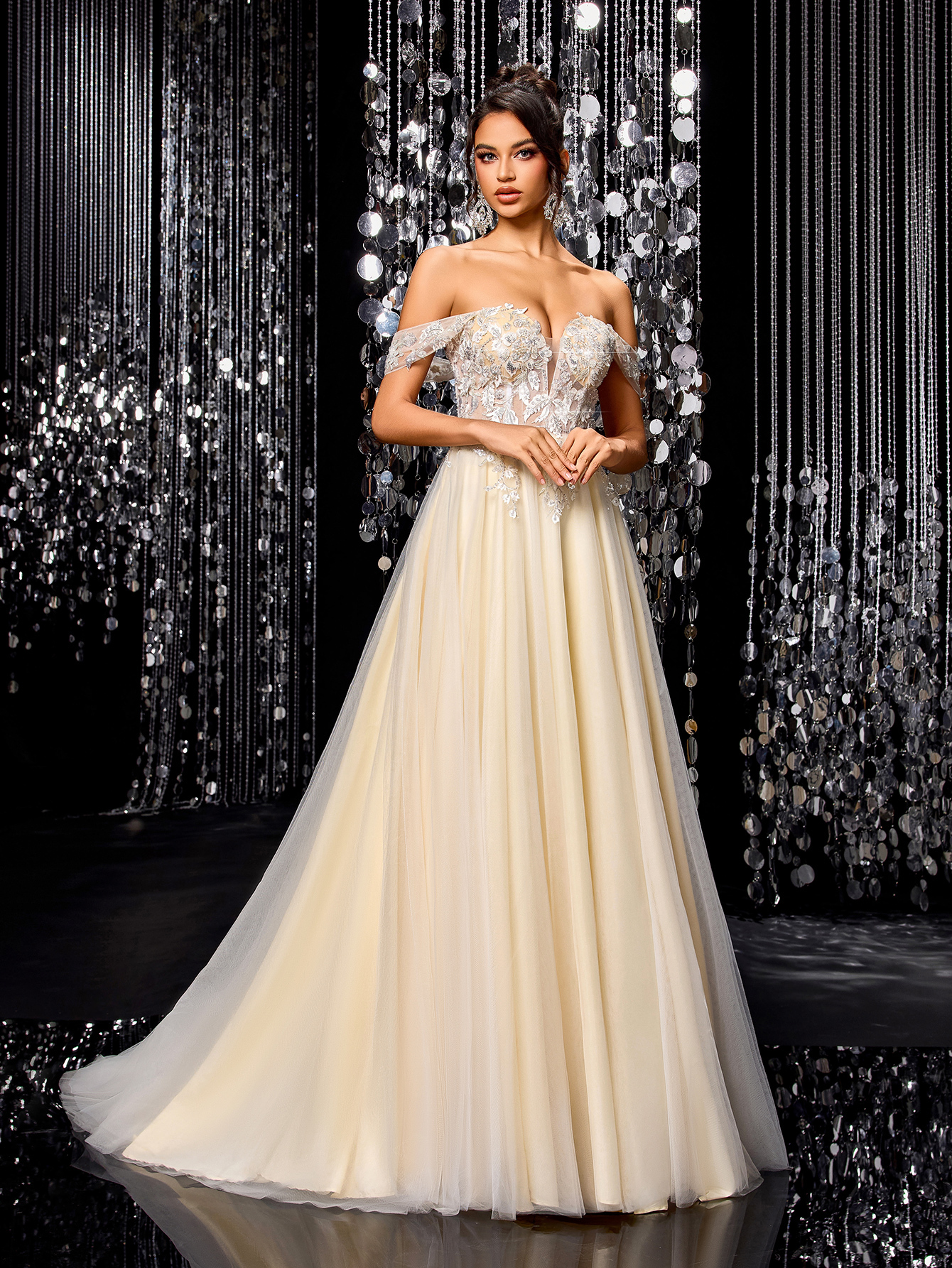 Modecrush White Women Long Dress Champagne A-Line Wedding Dress with Intricate Applique – Elegant Bridal Gown , Wedding Guest