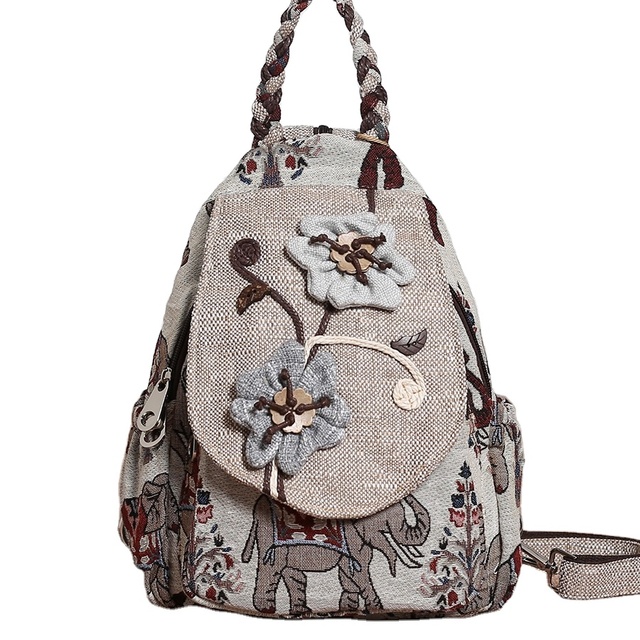 Hand-Embroidered Ethnic Cotton Linen Canvas Chest Bag