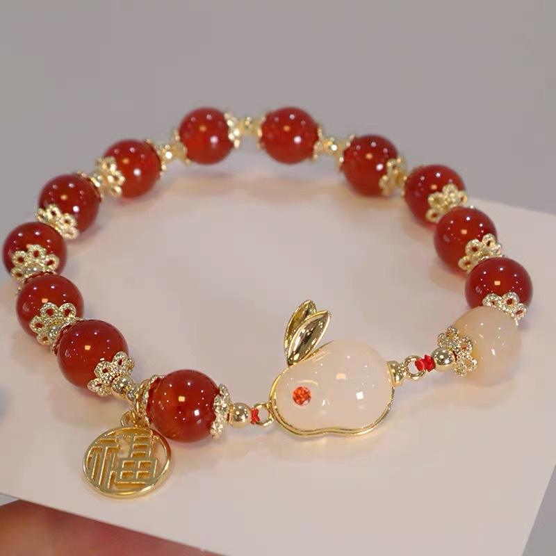 Jade Rabbit / Dragon Culture Pendant Bracelet