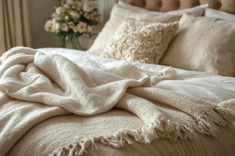 Soft cashmere throw blanket for newlyweds