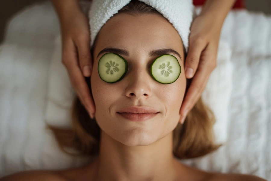 Single mom relaxing with a spa or massage experience