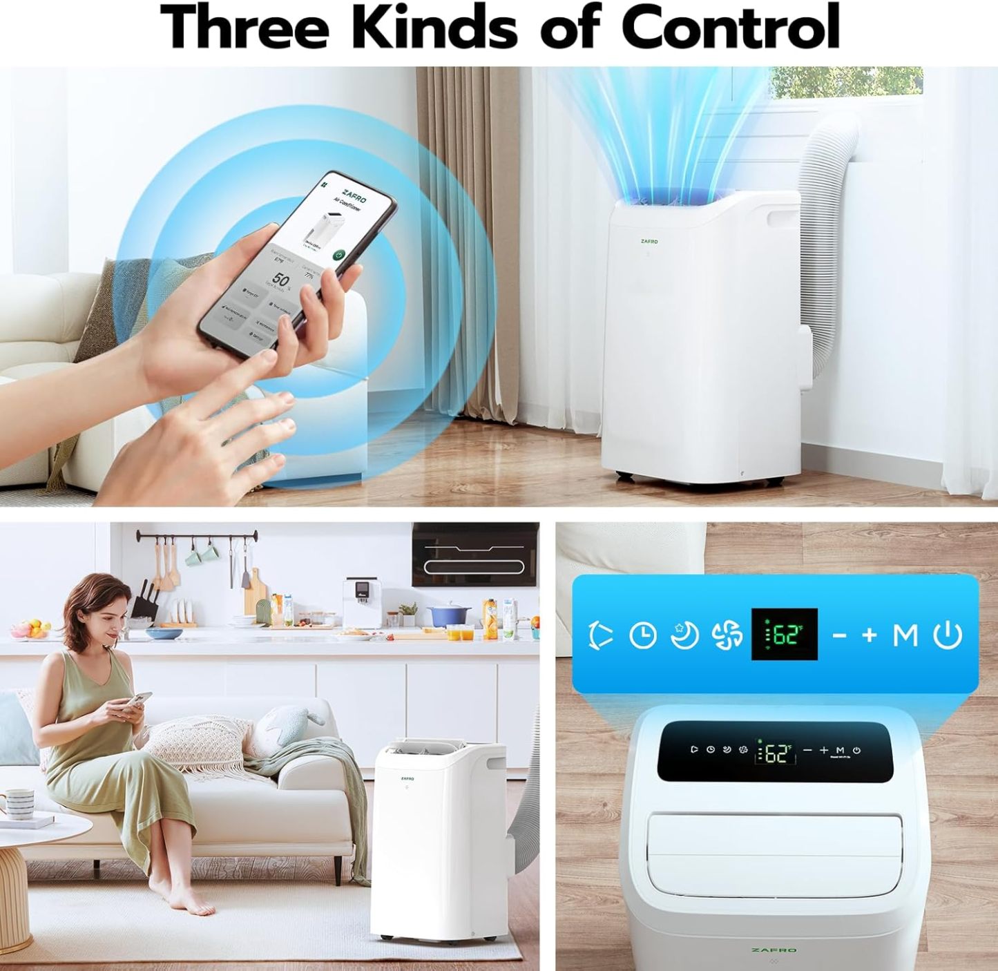 10,000 BTU Portable Air Conditioners, Cool/Fan/Dehumidifier/Sleep Modes Portable AC with Remote/LED Display/24Hrs Timer/Installation Kits for Home/Office/Dorms