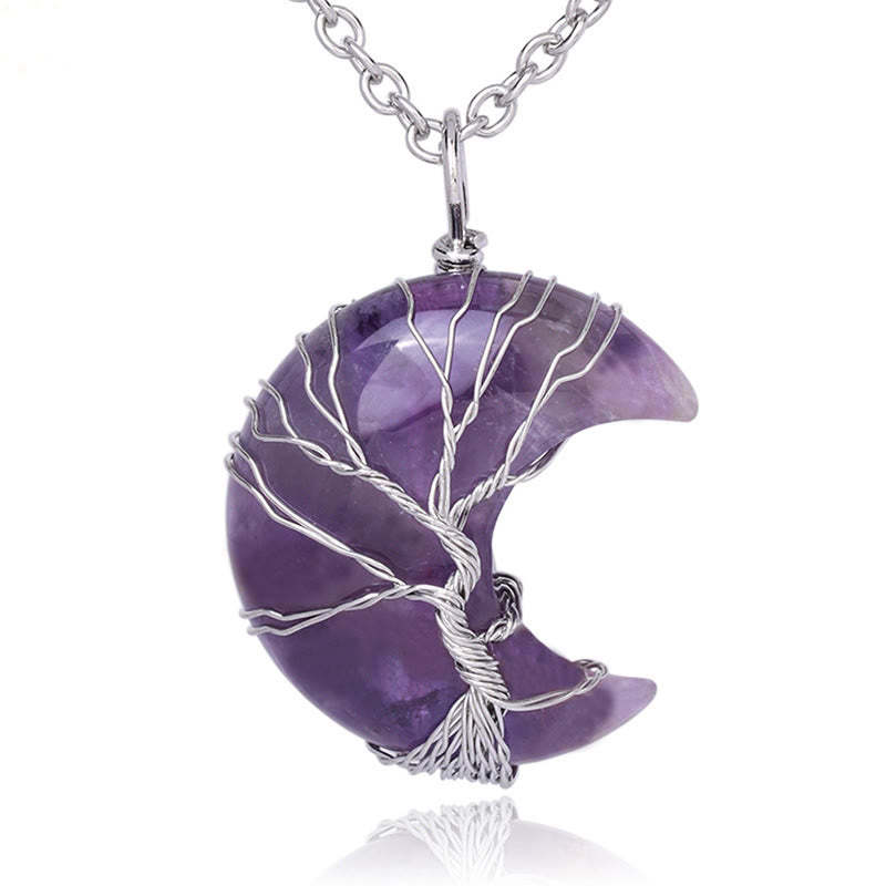 Buddha Stones Natural Quartz Crystal Moon Tree Of Life Healing Energy 