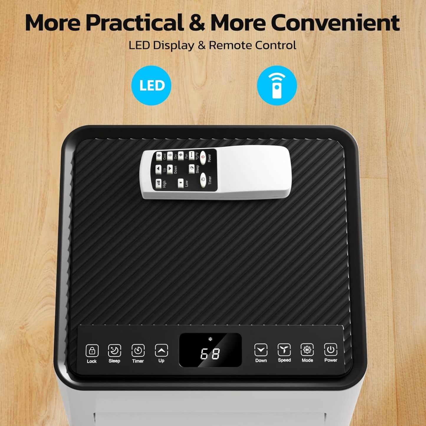 ZAFRO 10,000 BTU Portable Air Conditioners, Cool/Fan/Dehumidifier/Sleep Modes Portable AC with Remote/LED Display/24Hrs Timer/Installation Kits for Home/Office/Dorms, White