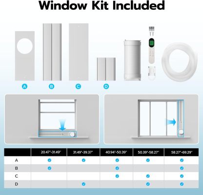 10,000 BTU Portable Air Conditioners, Cool/Fan/Dehumidifier/Sleep Modes Portable AC with Remote/LED Display/24Hrs Timer/Installation Kits for Home/Office/Dorms