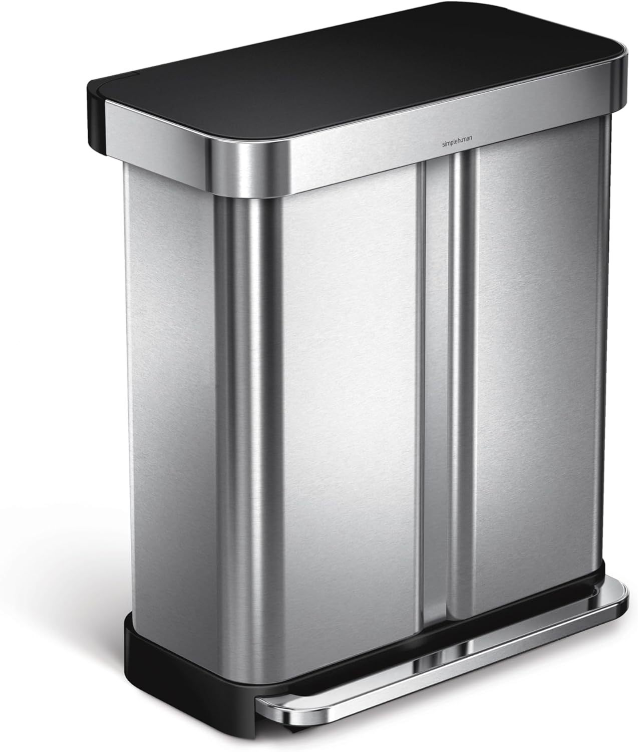 58L / 15.3 Gal Dual Compartment Rectangular Step Recycling Bin, Brushe