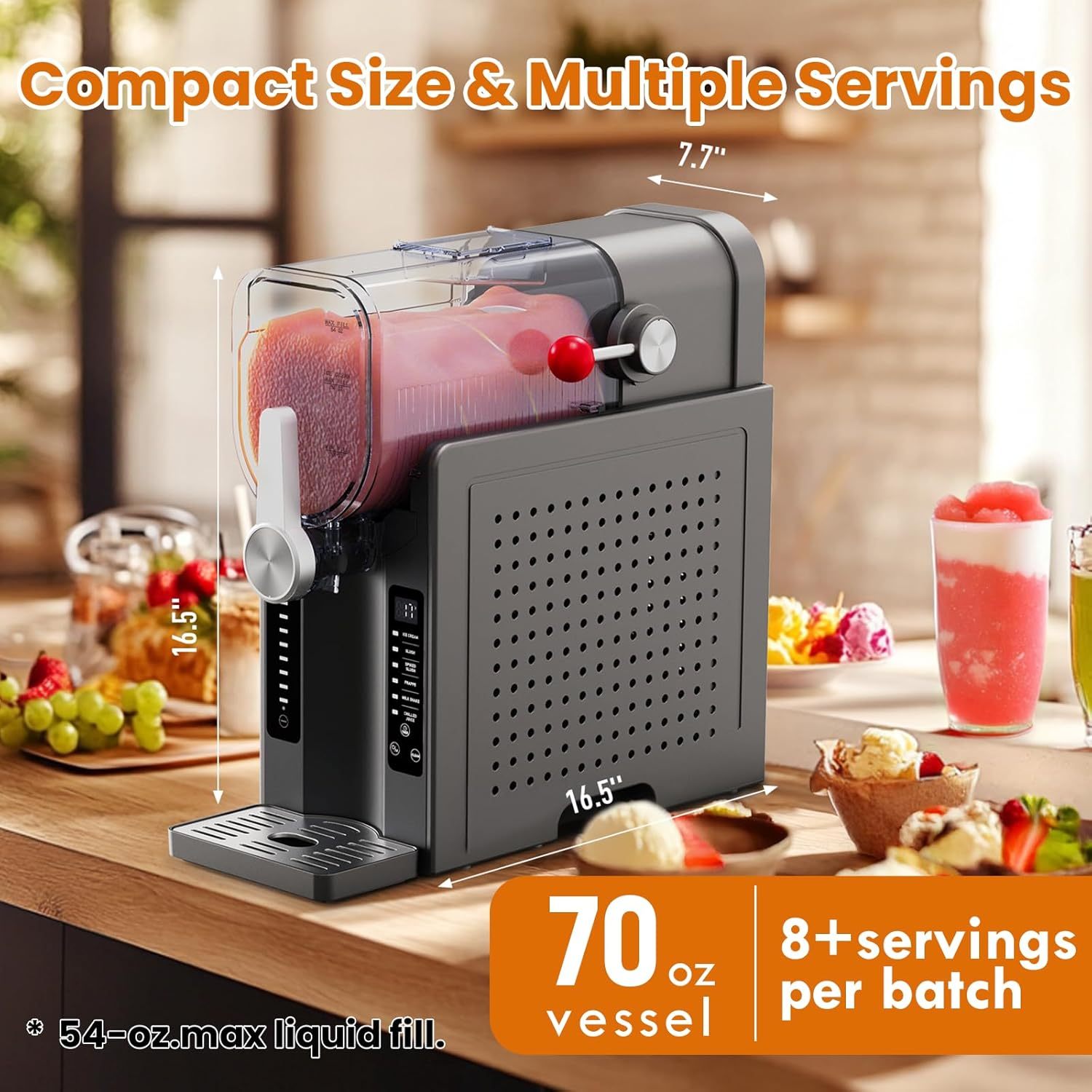 Slushie & Soft Serve Machine with 6 Preset Programs, Auto-Clean & LED Display