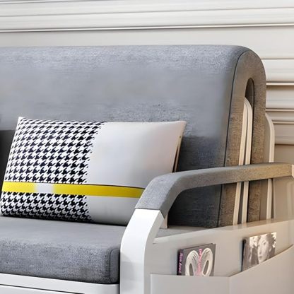 Foldable Dual-Purpose Solid Wood Multi-Functional Retractable Storage Sofa Bed Gray Coir Twin 43" L x 33" W x 35" H