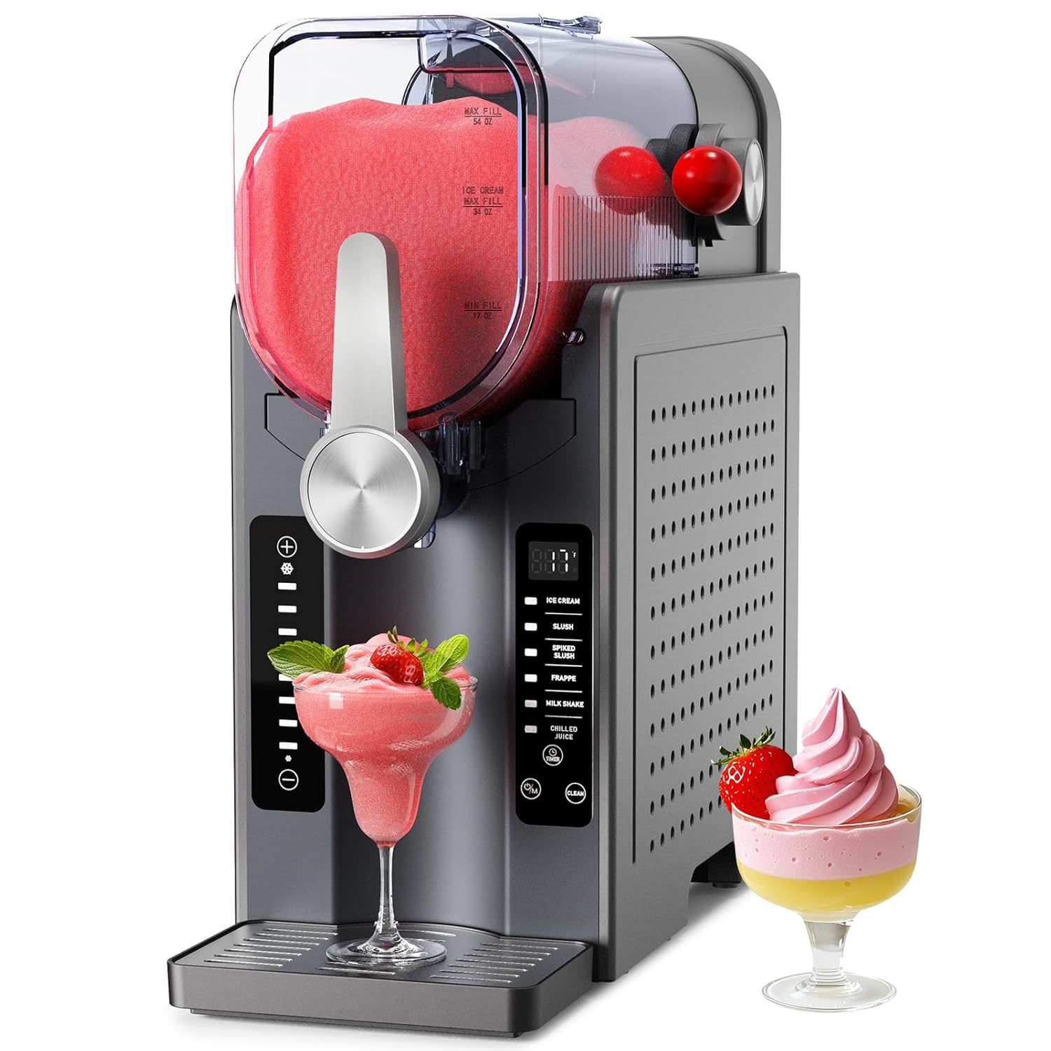 Slushie & Soft Serve Machine with 6 Preset Programs, Auto-Clean & LED Display